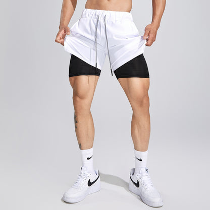 Pantalones Cortos Deportivos para Hombre, Transpirables de Doble Capa