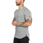 Muscle Master Herren-Rundhals-T-Shirt mit kurzen Ärmeln, zum Sport und Laufen, mit geschwungenem Saumdesign