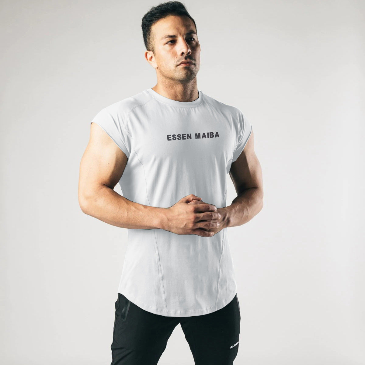 Ärmelloses Herren-Sport-Tanktop, elastisch, atmungsaktiv, schweißabsorbierend, aus Baumwollmischung, zum Laufen und Trainieren