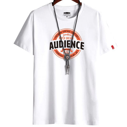 Camiseta blanca de cuello redondo para hombre, estilo fitness