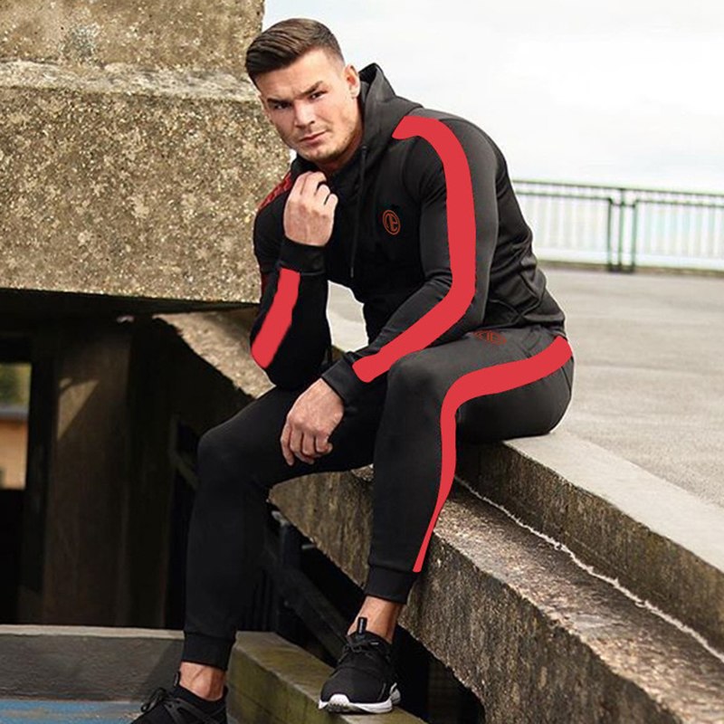 Sportlicher Herren-Trainingsanzug Set für Laufen und Fitnessstudio