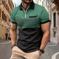 Polo Zipper para hombre, camisa polo estampada a rayas