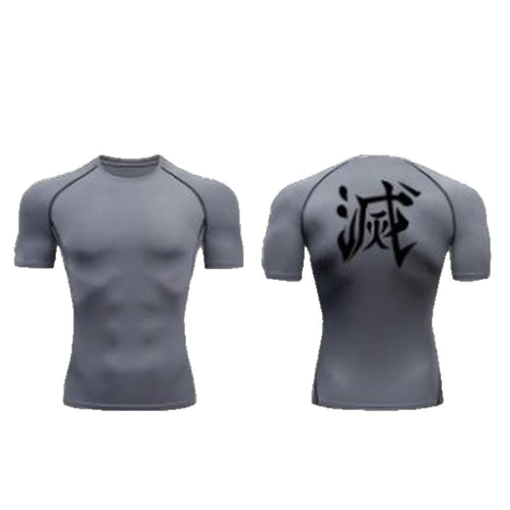 Camiseta ajustada de manga corta con estampado de moda, Ropa deportiva de entrenamiento, carrera y fitness de secado rápido