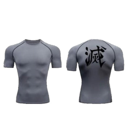 Camiseta ajustada de manga corta con estampado de moda, Ropa deportiva de entrenamiento, carrera y fitness de secado rápido