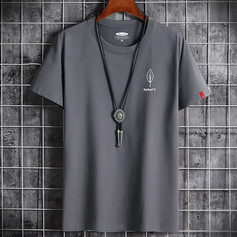 Camiseta de algodón oversize para hombre, manga corta, verano, estampado de hojas, estilo casual.
