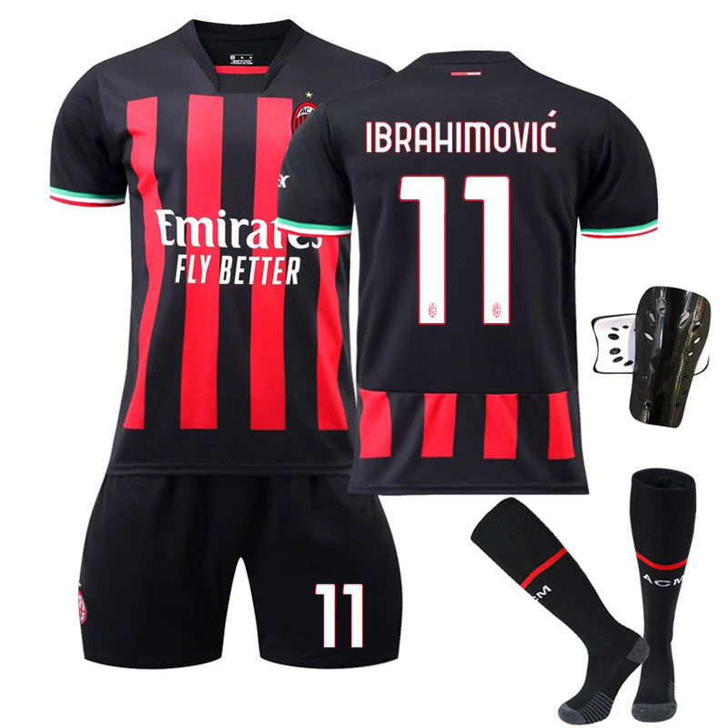 Conjunto de camiseta de fútbol local del Milan, camiseta deportiva