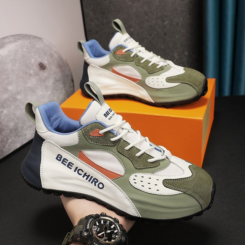 Zapatos de hombre con paquete colorido, suela de zapatos cómoda, cuero interior, alta tendencia deportiva casual