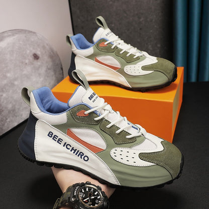 Zapatos de hombre con paquete colorido, suela de zapatos cómoda, cuero interior, alta tendencia deportiva casual