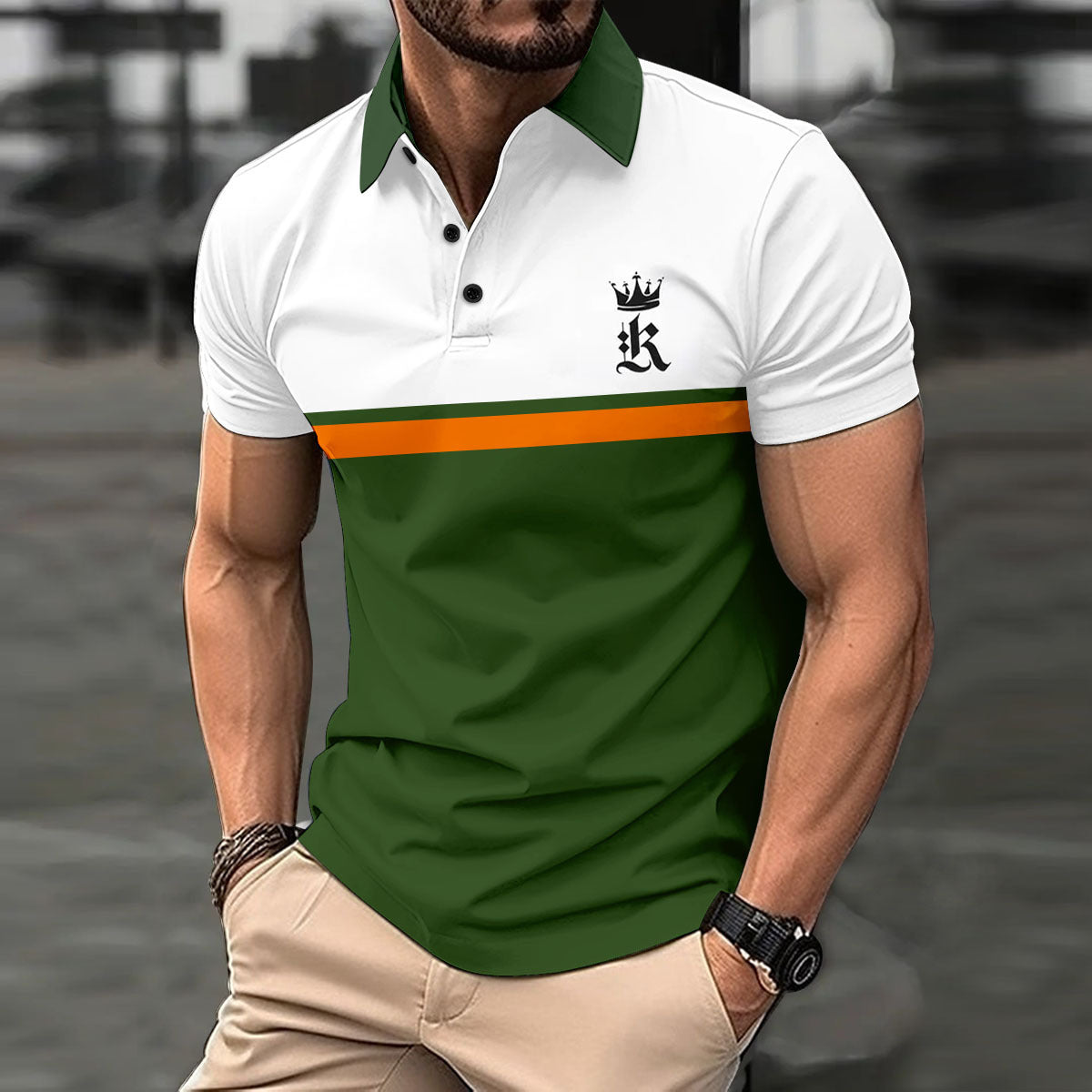 Polo deportivo con botones estampados