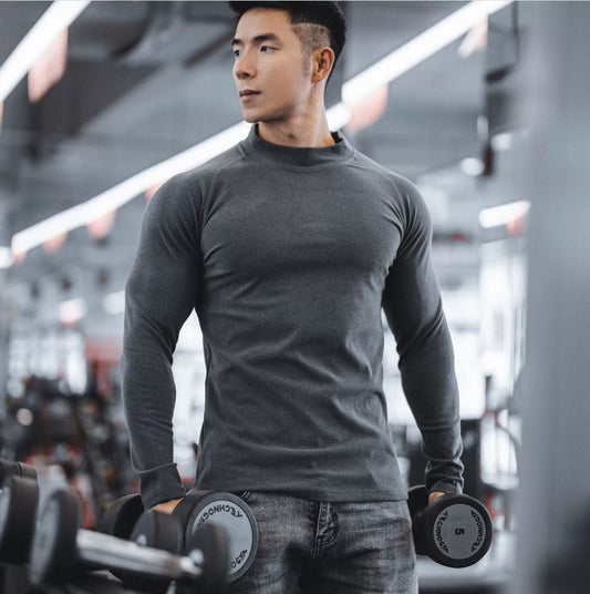 Neues Sport-T-Shirt Lässig Laufshirt Fitness Unifarben Samt Wende-Shirt