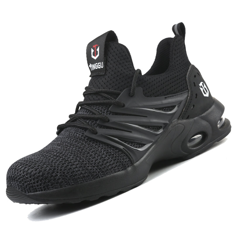 Herrenschuhe mit gestricktem Mesh-Obermaterial und Elektrostickerei, atmungsaktiv, leicht und schlag- und stichfest